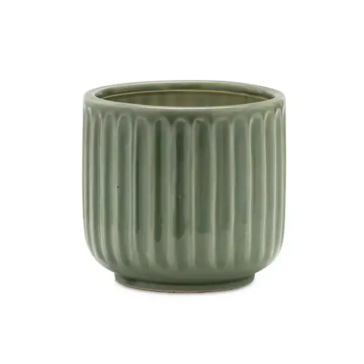 Kirklands Home Planters|Ribbed Terracotta Planters, Set of 3 Green