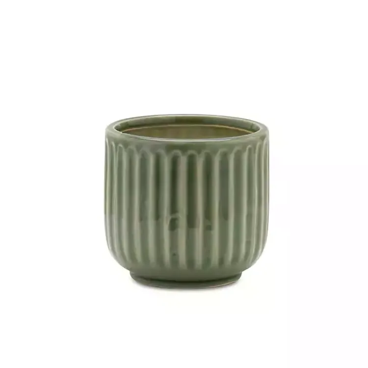 Kirklands Home Planters|Ribbed Terracotta Planters, Set of 3 Green