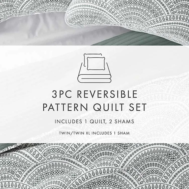 Kirklands Home Quilts|Green Scalloped Reversible 2-pc. Twin Quilt Set