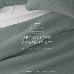 Kirklands Home Quilts|Stitched Diamond 2-pc. Twin Quilt Set Green