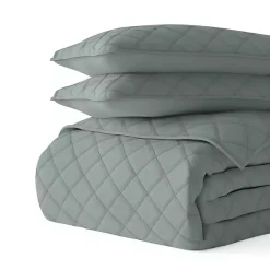 Kirklands Home Quilts|Stitched Diamond 3-pc. Queen Quilt Set Green