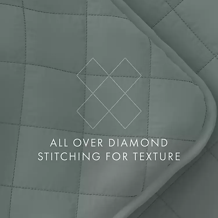 Kirklands Home Quilts|Stitched Diamond 3-pc. Queen Quilt Set Green