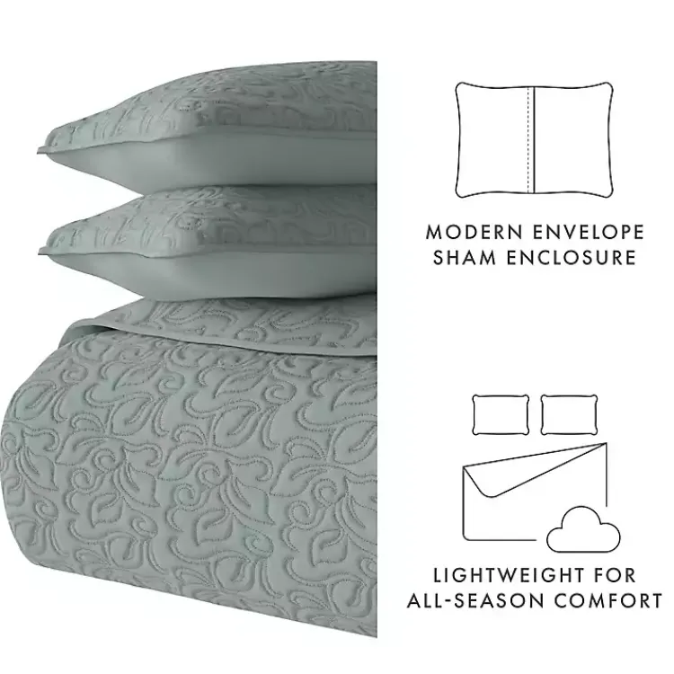 Kirklands Home Quilts|Stitched Floral 2-pc. Twin Quilt Set Green