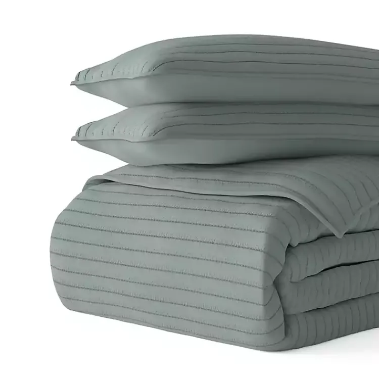 Kirklands Home Quilts|Stitched Stripes 2-pc. Twin Quilt Set Green