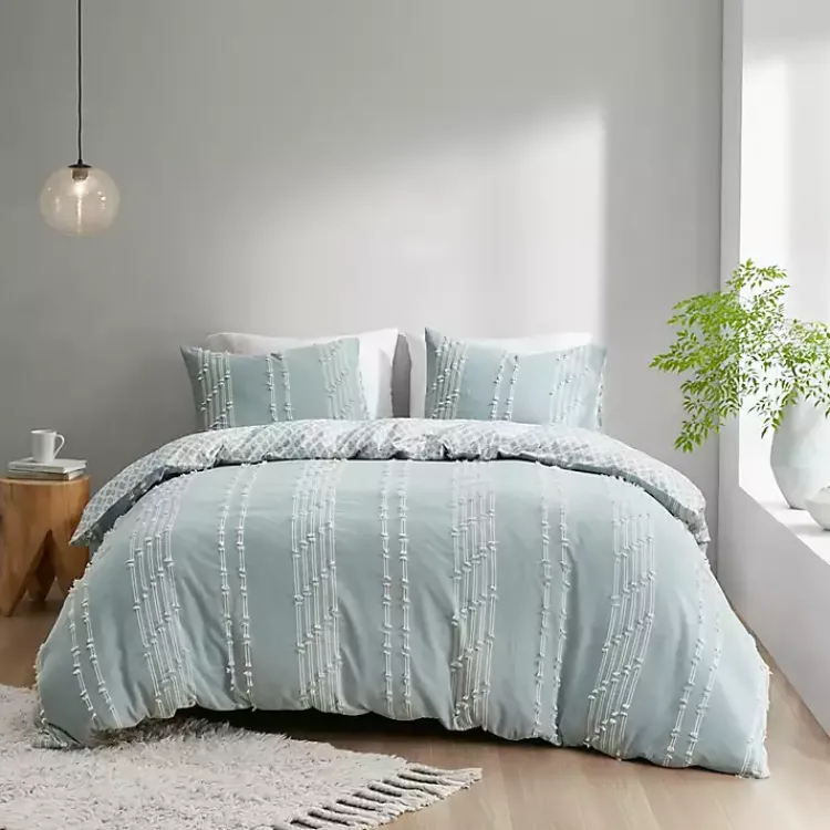 Kirklands Home Comforters|Stripe Diamond Full/Queen Comforter Set Green