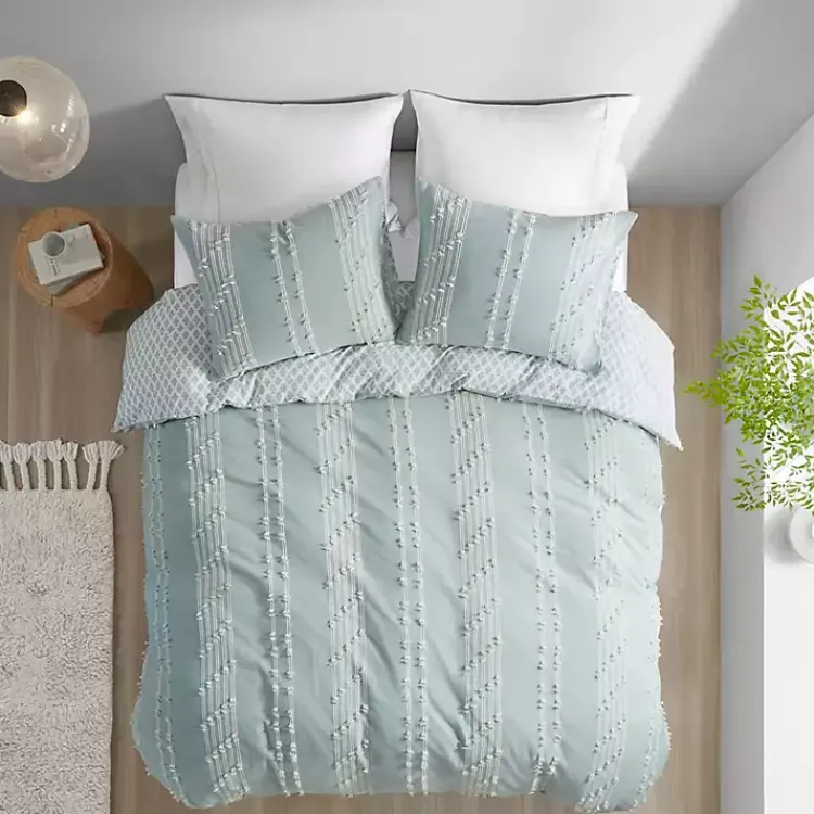 Kirklands Home Comforters|Stripe Diamond Full/Queen Comforter Set Green