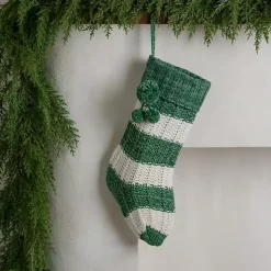 Clearance Striped Knit Christmas Stocking Christmas Stockings & Stocking Holders