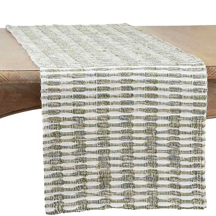 Kirklands Home Table Linens|Green Tea Woven Stripe Table Runner, 90 in.