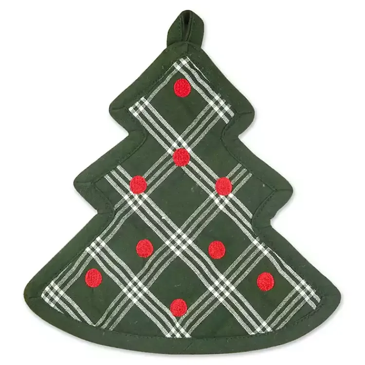 Discount Green Tree Plaid 3-pc. Dishtowel & Potholder Set Christmas Dining & Entertaining