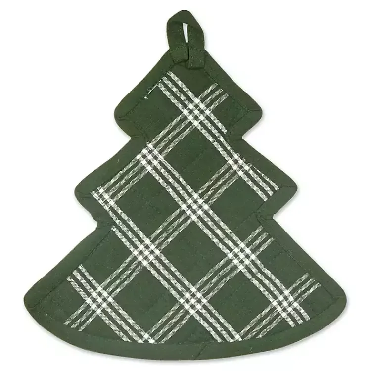 Discount Green Tree Plaid 3-pc. Dishtowel & Potholder Set Christmas Dining & Entertaining