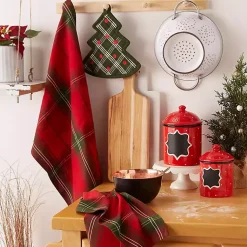 Discount Green Tree Plaid 3-pc. Dishtowel & Potholder Set Christmas Dining & Entertaining