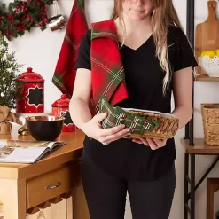 Discount Green Tree Plaid 3-pc. Dishtowel & Potholder Set Christmas Dining & Entertaining