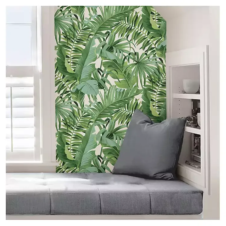 Kirklands Home Wall Murals & Wallpaper|Tropical Leaves Peel & Stick Wallpaper Green