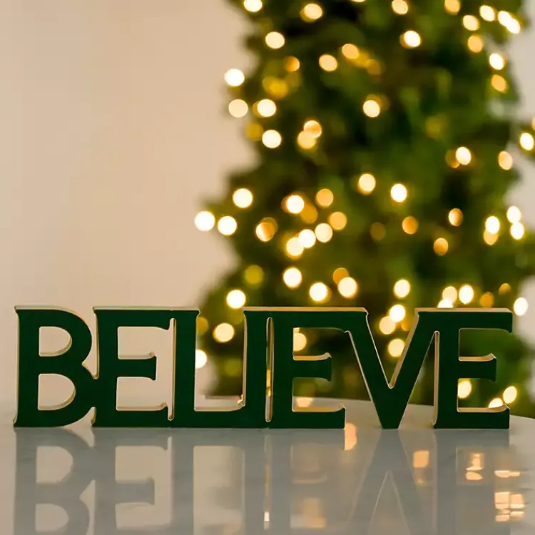 Sale Velvet Believe Tabletop Sign Christmas Decorations