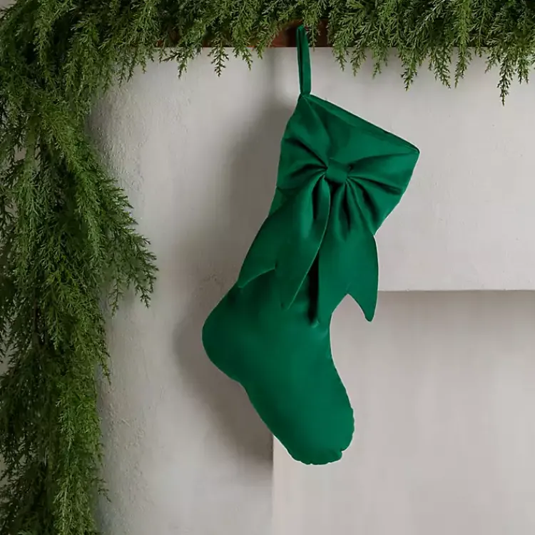 Hot Velvet Bow Christmas Stocking Christmas Stockings & Stocking Holders