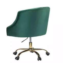 Kirklands Home Office Furniture|Velvet Tufted Golden Leg Swivel Office Chair Green