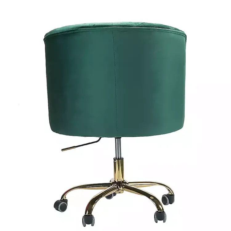 Kirklands Home Office Furniture|Velvet Tufted Golden Leg Swivel Office Chair Green