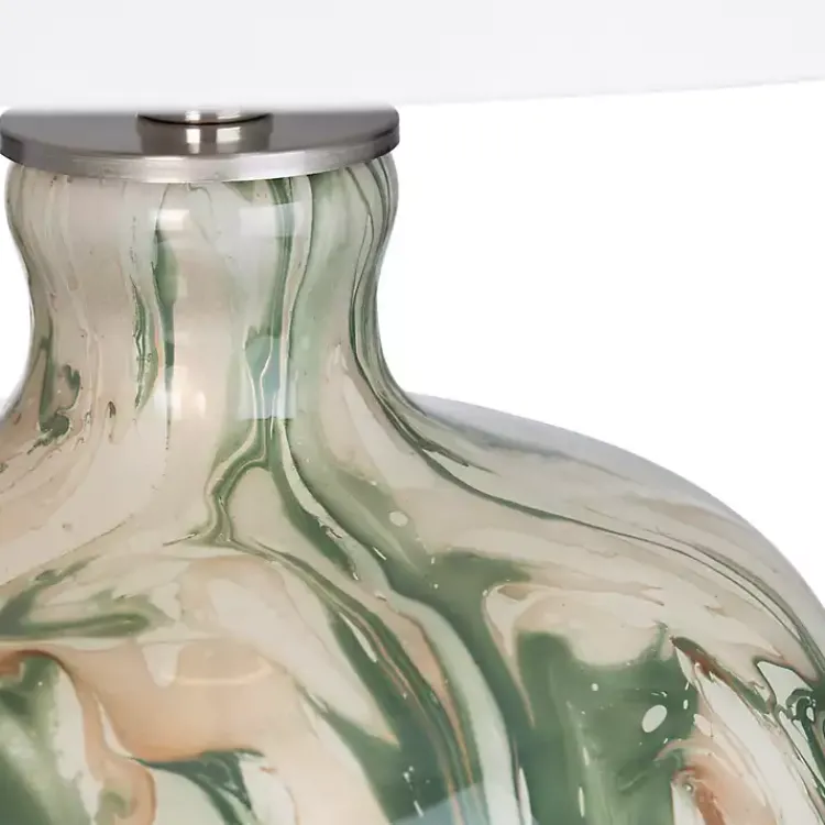Kirklands Home Table Lamps|Green Waverly Glass Table Lamp White