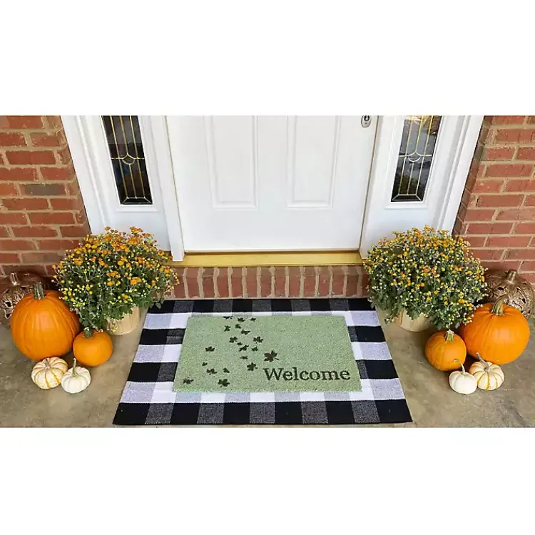 Outlet Green Welcome Leaves Doormat Fall