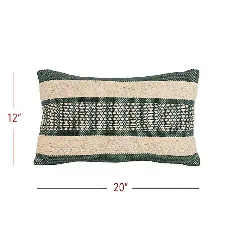 Sale Green Woven Stripe Lumbar Pillow Pillows