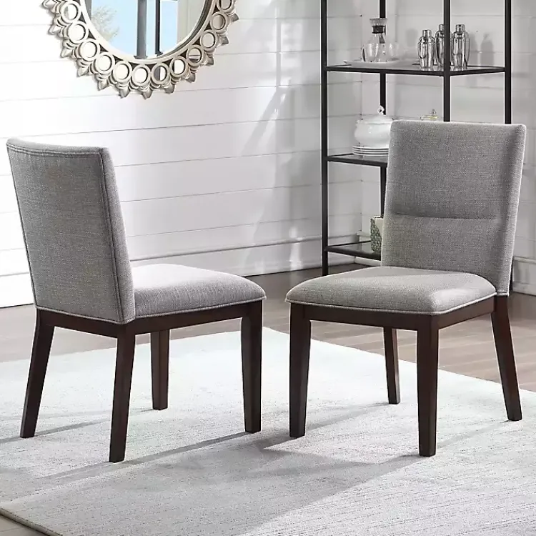 Kirklands Home Dining Chairs|Greige and Walnut Dining Chairs, Set of 2