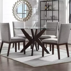 Kirklands Home Dining Chairs|Greige and Walnut Dining Chairs, Set of 2