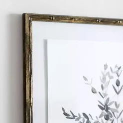 Kirklands Home Framed Art|Greige Leaves II Bamboo Frame Art Print
