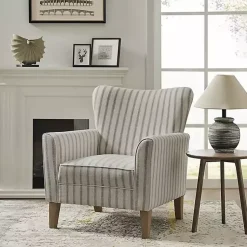 Kirklands Home Accent Chairs|Gustaf Gray Striped Armchair