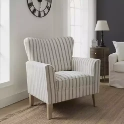 Kirklands Home Accent Chairs|Gustaf Gray Striped Armchair