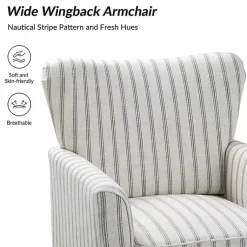 Kirklands Home Accent Chairs|Gustaf Gray Striped Armchair