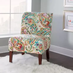 Kirklands Home Accent Chairs|Hailey Bright Paisley Curved Back Slipper Chair Multi