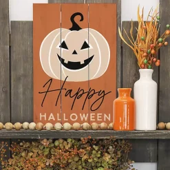 Online Halloween Jack O Lantern Wood Wall Plaque Halloween