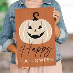 Online Halloween Jack O Lantern Wood Wall Plaque Halloween
