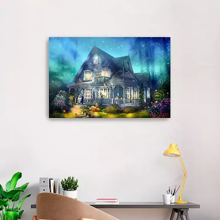Best Halloween Mansion Canvas Art Print, 24x36 Halloween