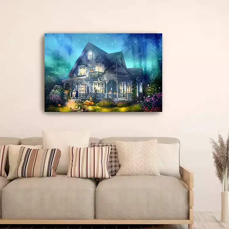Halloween Mansion Canvas Art Print, 32x48 Halloween