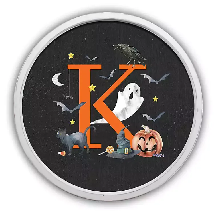 Online Halloween Monogram K White Framed Wall Plaque Halloween
