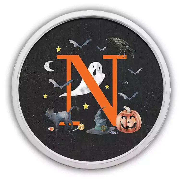 Best Halloween Monogram N White Framed Wall Plaque Halloween