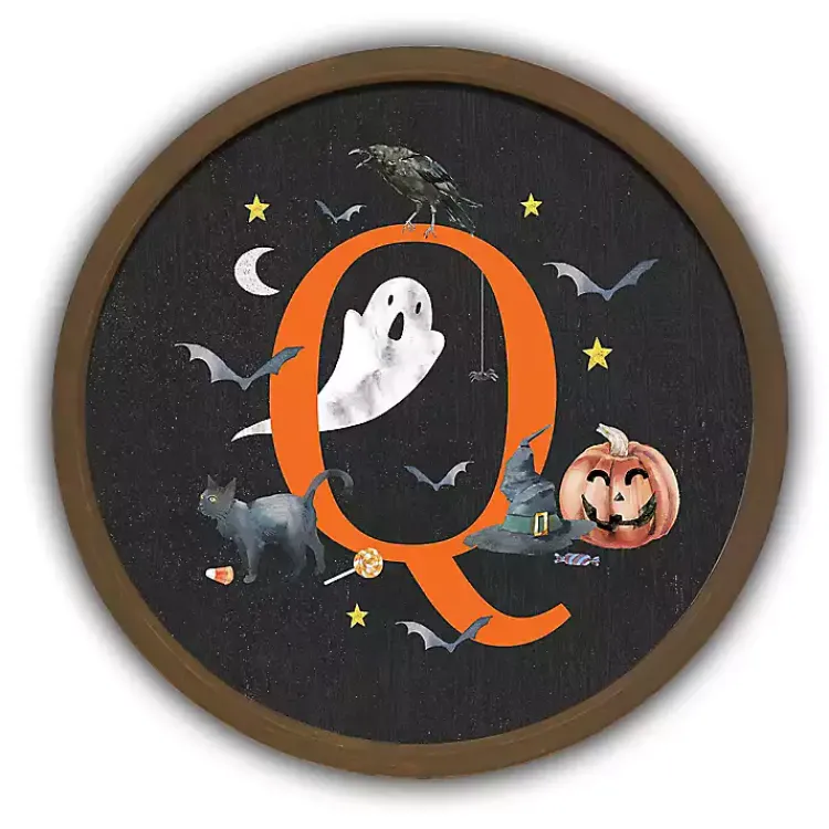 Best Halloween Monogram Q Brown Framed Wall Plaque Monogram Seasonal Decor