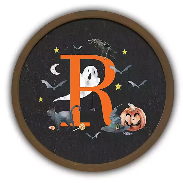 Outlet Halloween Monogram R Brown Framed Wall Plaque Monogram Seasonal Decor