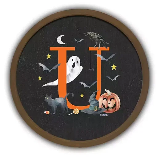 Sale Halloween Monogram U Brown Framed Wall Plaque Halloween