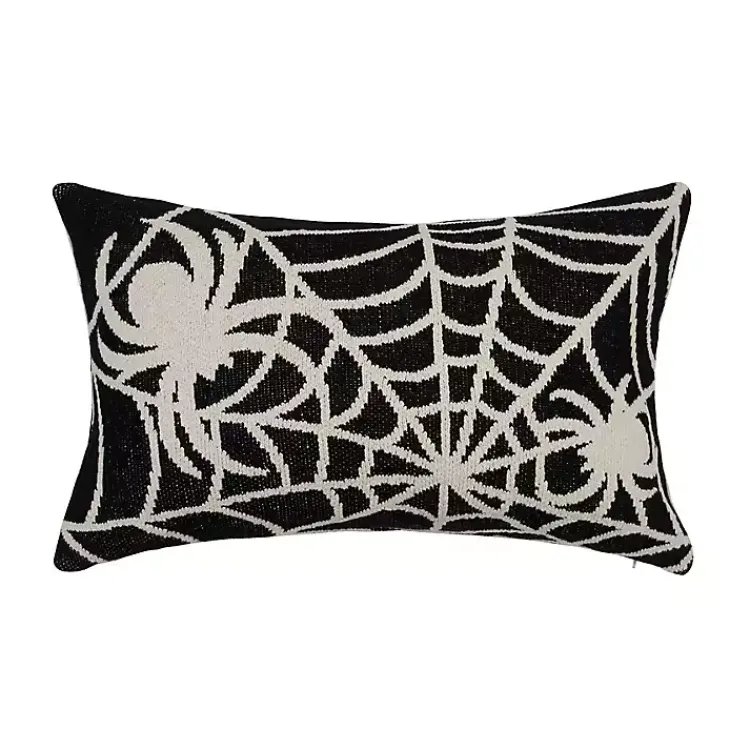 Halloween Spider Web Knit Lumbar Pillow Halloween