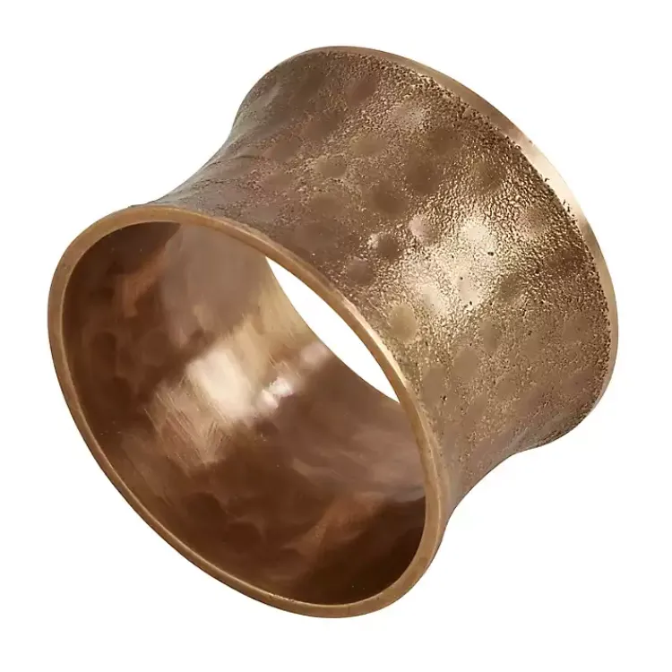 Kirklands Home Kitchen Accessories|Hammered Brass Inverted Napkin Rings, Set of 4 Gold