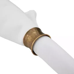 Kirklands Home Kitchen Accessories|Hammered Brass Inverted Napkin Rings, Set of 4 Gold