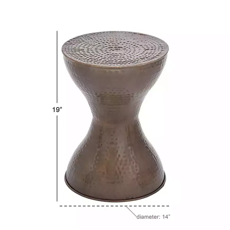 Kirklands Home Accent & End Tables|Hammered Bronze Iron Hourglass Accent Table Brown