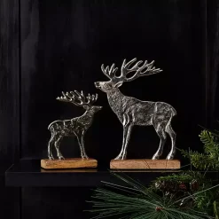 Hot Hammered Metal Deer Silhouette Figurines, Set of 2 Christmas Decorations
