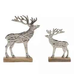 Hot Hammered Metal Deer Silhouette Figurines, Set of 2 Christmas Decorations