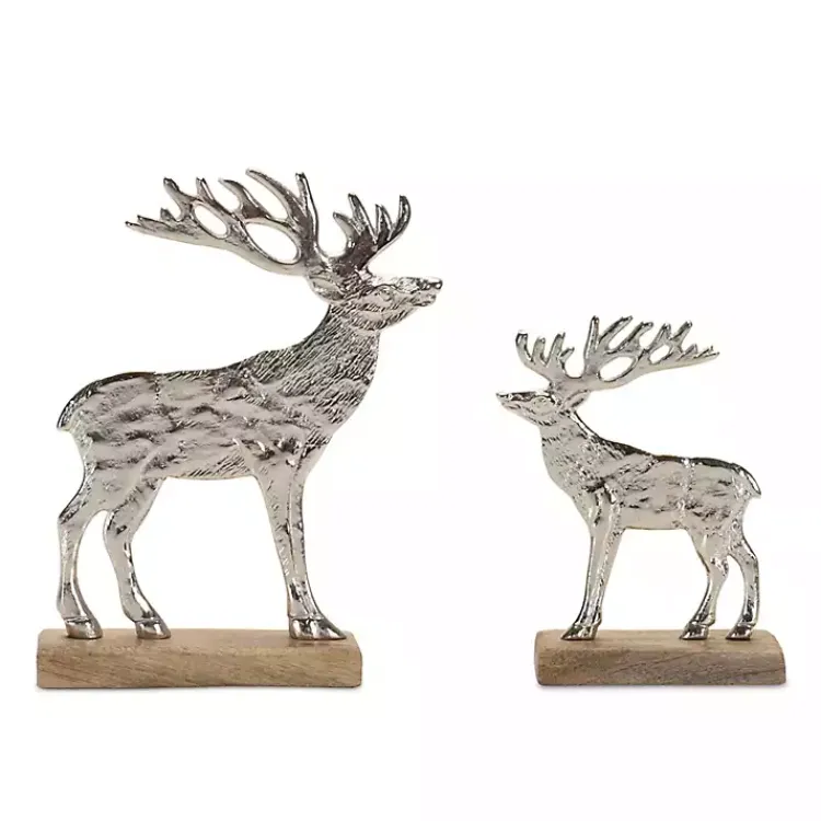 Hot Hammered Metal Deer Silhouette Figurines, Set of 2 Christmas Decorations
