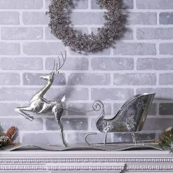 Sale Hammered Metal Reindeer with Sleigh Decoration Christmas Decorations