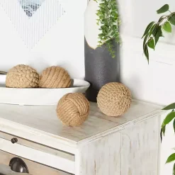 Online Handmade Jute Rope Orbs, Set of 4 Bowl Filler