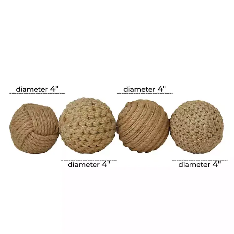 Online Handmade Jute Rope Orbs, Set of 4 Bowl Filler